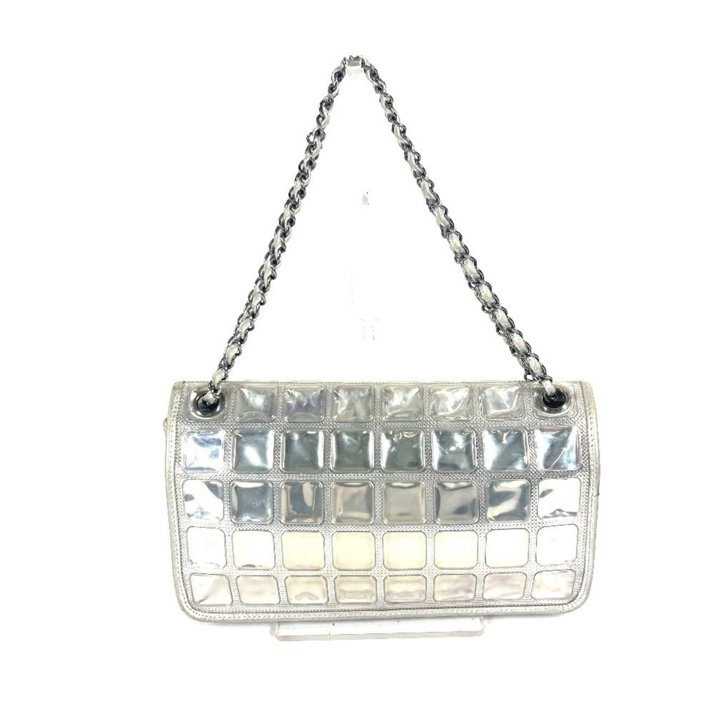 CHANEL Ice Cube Flap Double Chain Bag, Shoulder Leather, Women's, Silver - Picture 2 of 13